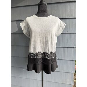 Laundry‎ By Shelli Segal Women's Small Black/ Gray No Sleeve Laced Ruffle Top!